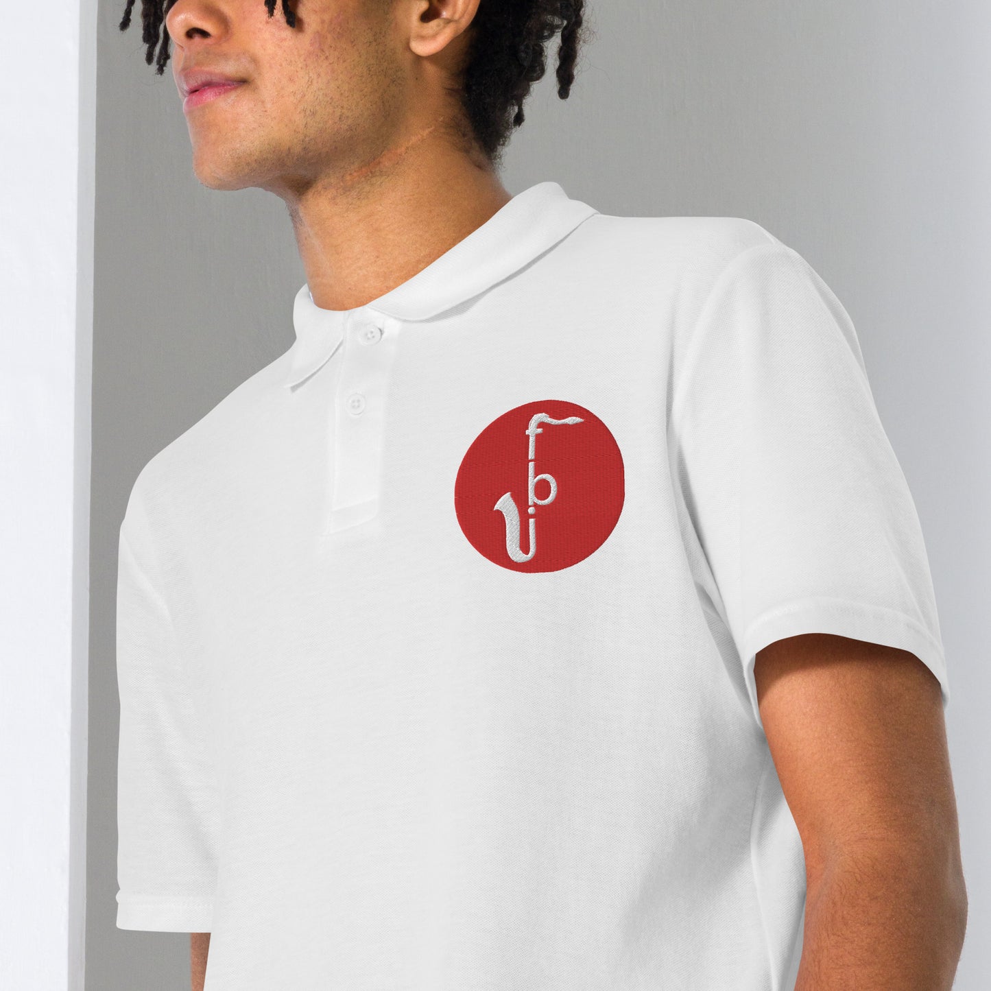 Unisex pique polo shirt - Red Logo Embroidery
