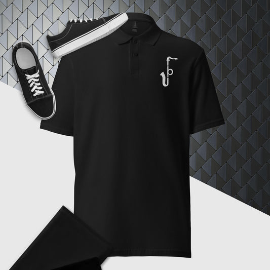 Unisex pique polo shirt -White Logo Embroidery