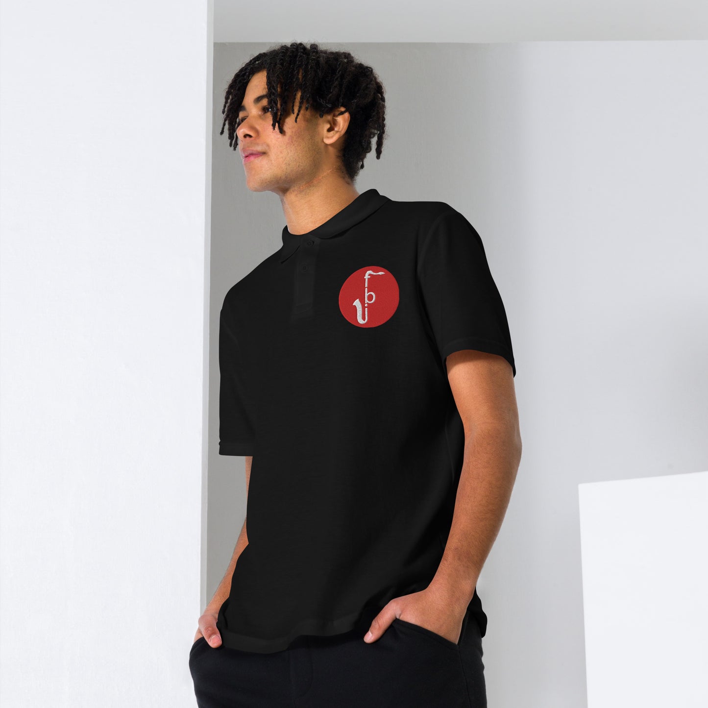 Unisex pique polo shirt - Red Logo Embroidery