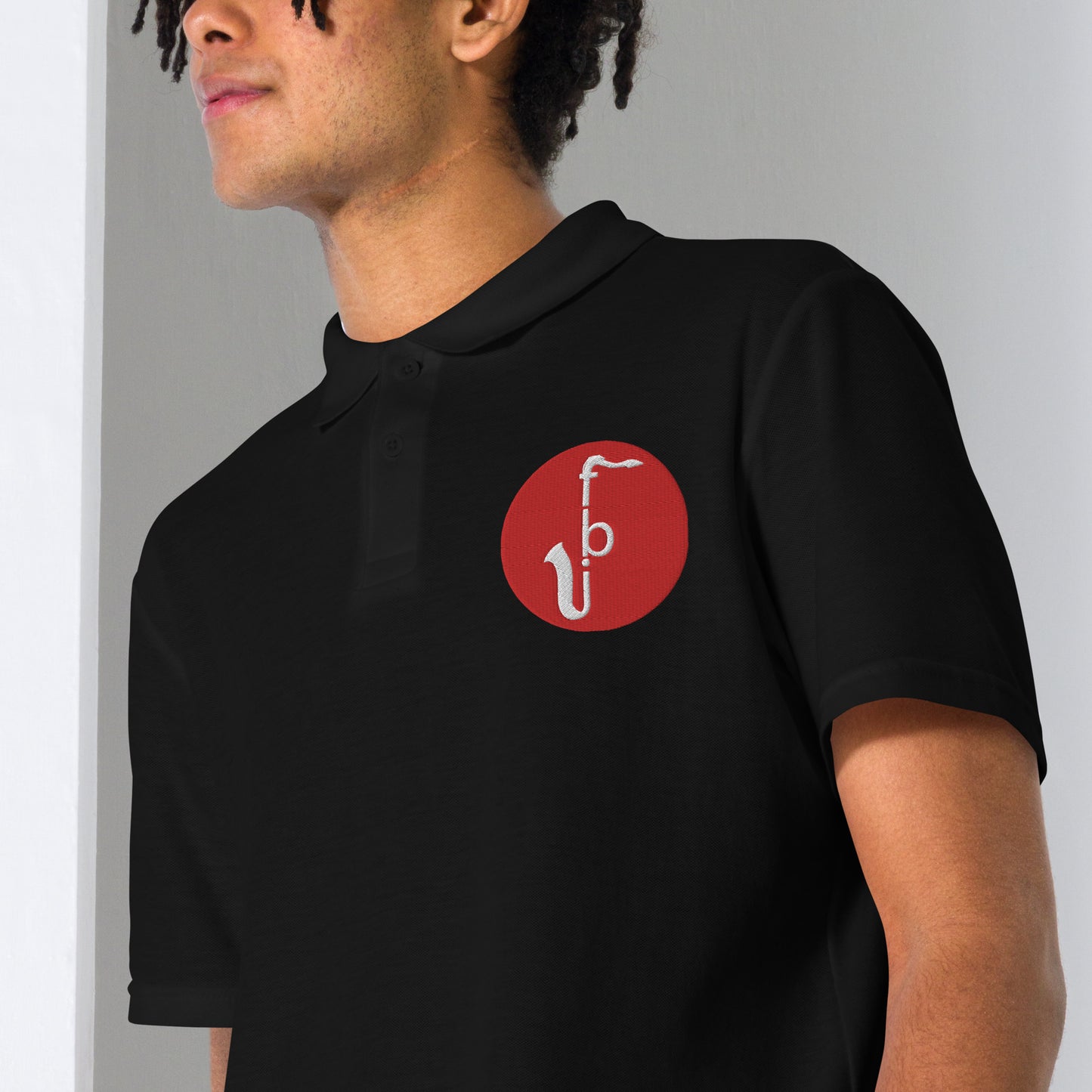 Unisex pique polo shirt - Red Logo Embroidery