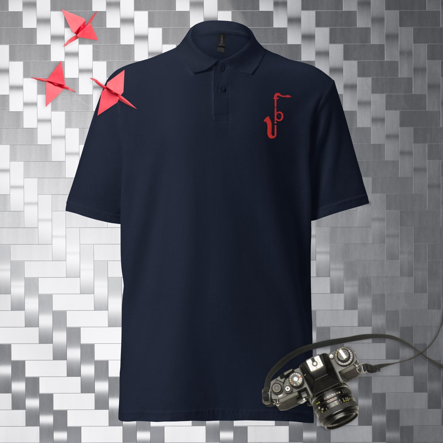 Unisex pique polo shirt - Red Logo Embroidery
