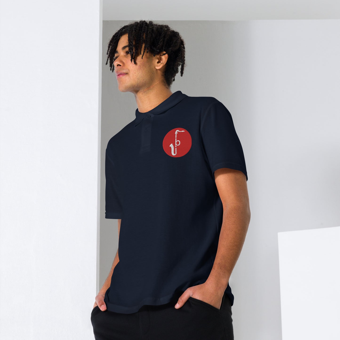 Unisex pique polo shirt - Red Logo Embroidery