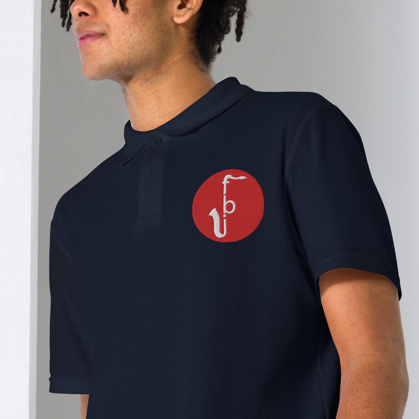 Unisex pique polo shirt - Red Logo Embroidery