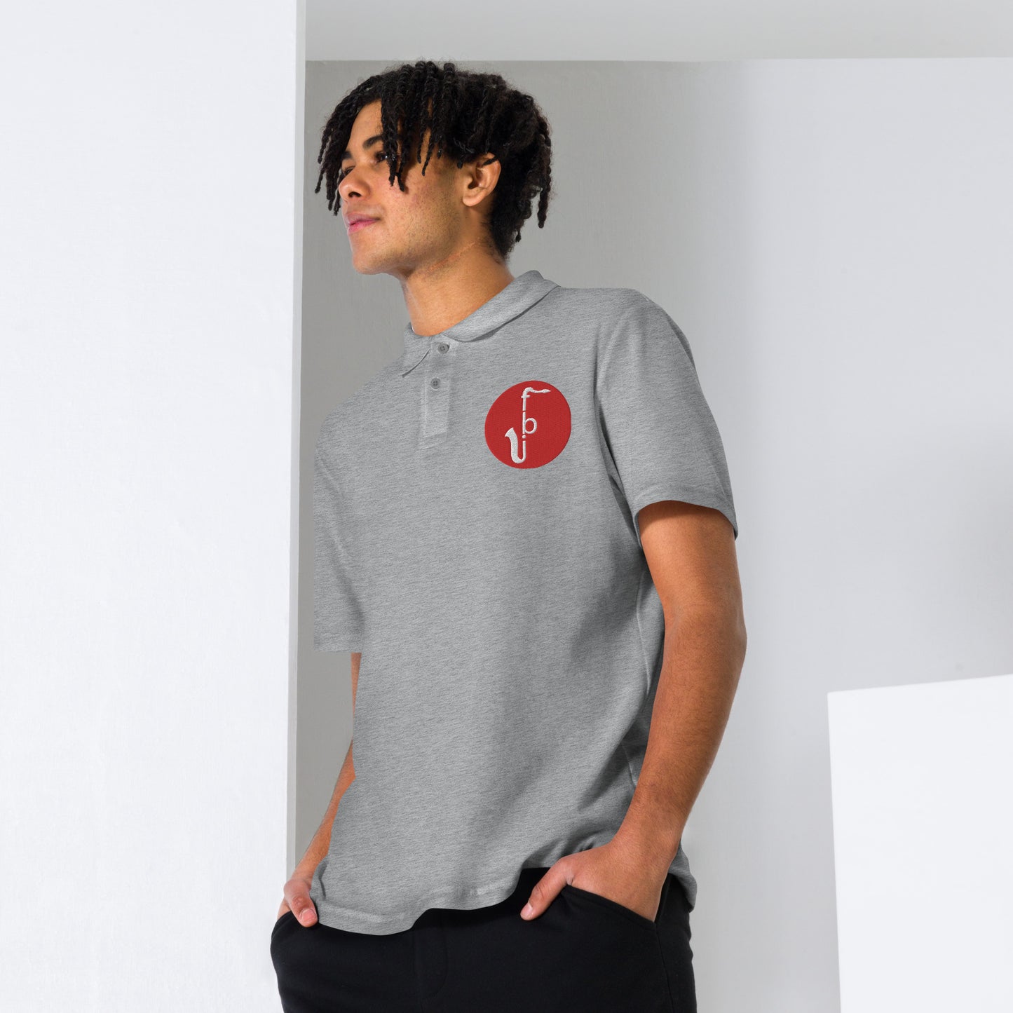 Unisex pique polo shirt - Red Logo Embroidery