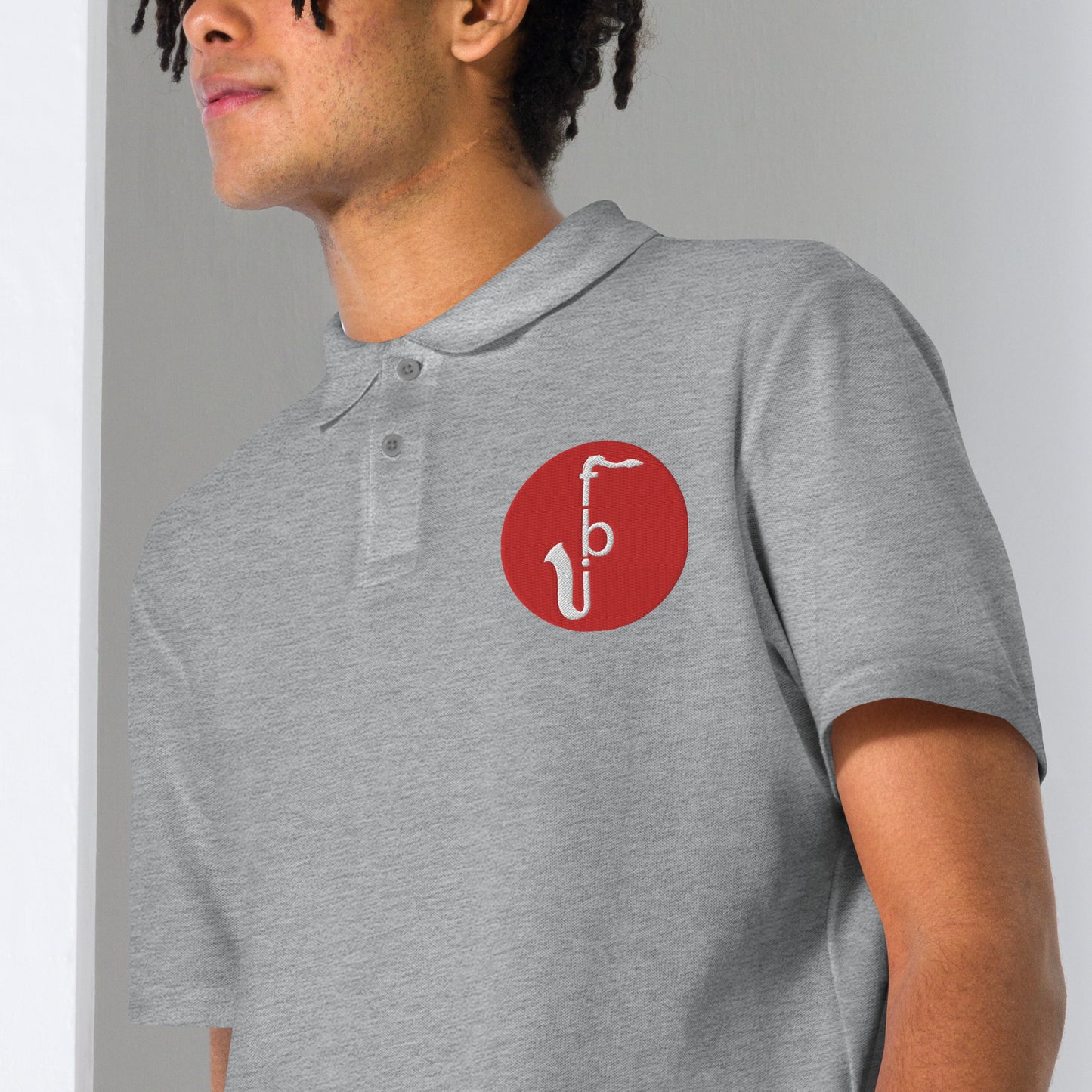Unisex pique polo shirt - Red Logo Embroidery