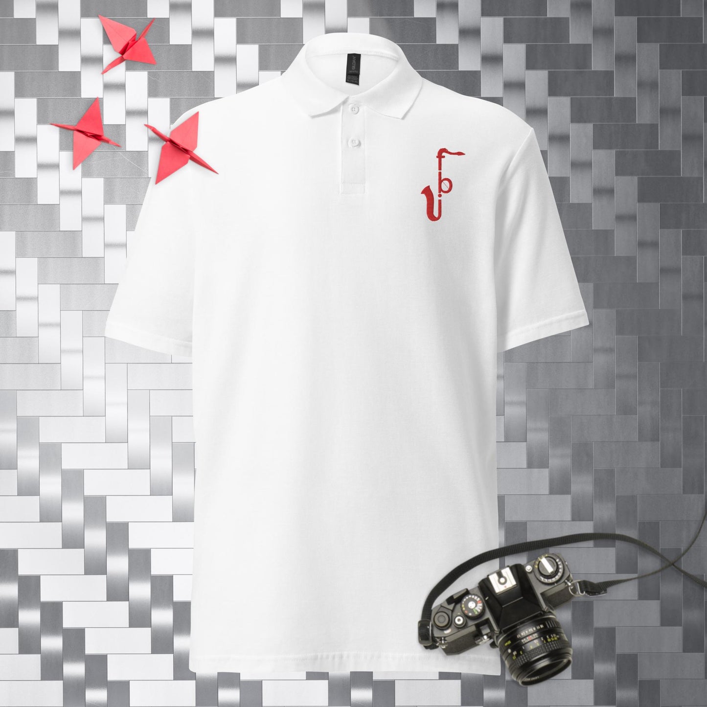 Unisex pique polo shirt - Red Logo Embroidery