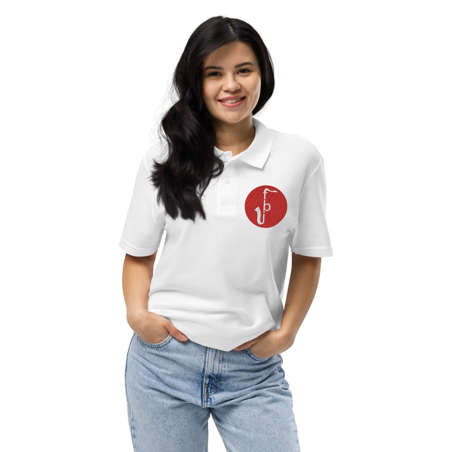 Unisex pique polo shirt - Red Logo Embroidery