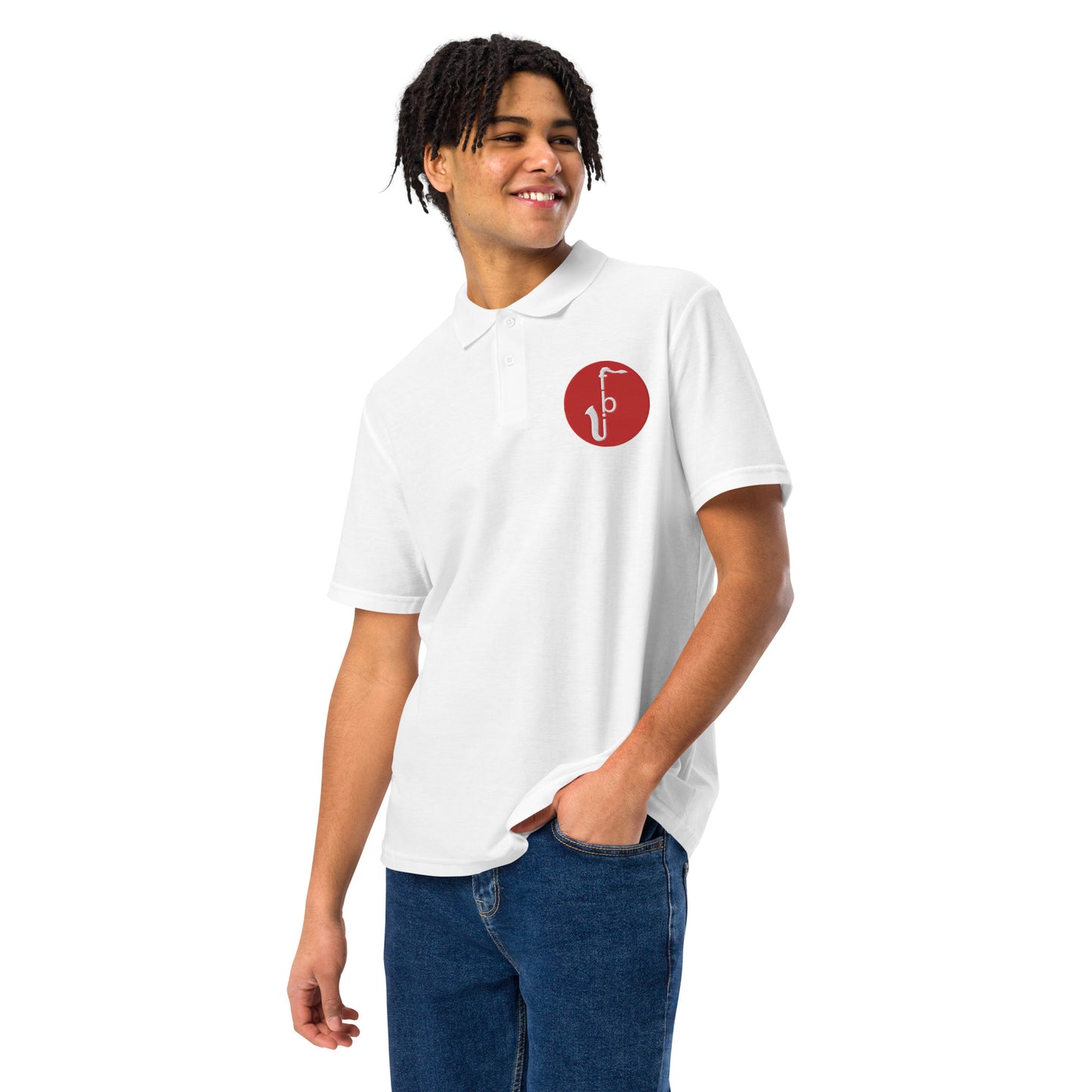 Unisex pique polo shirt - Red Logo Embroidery