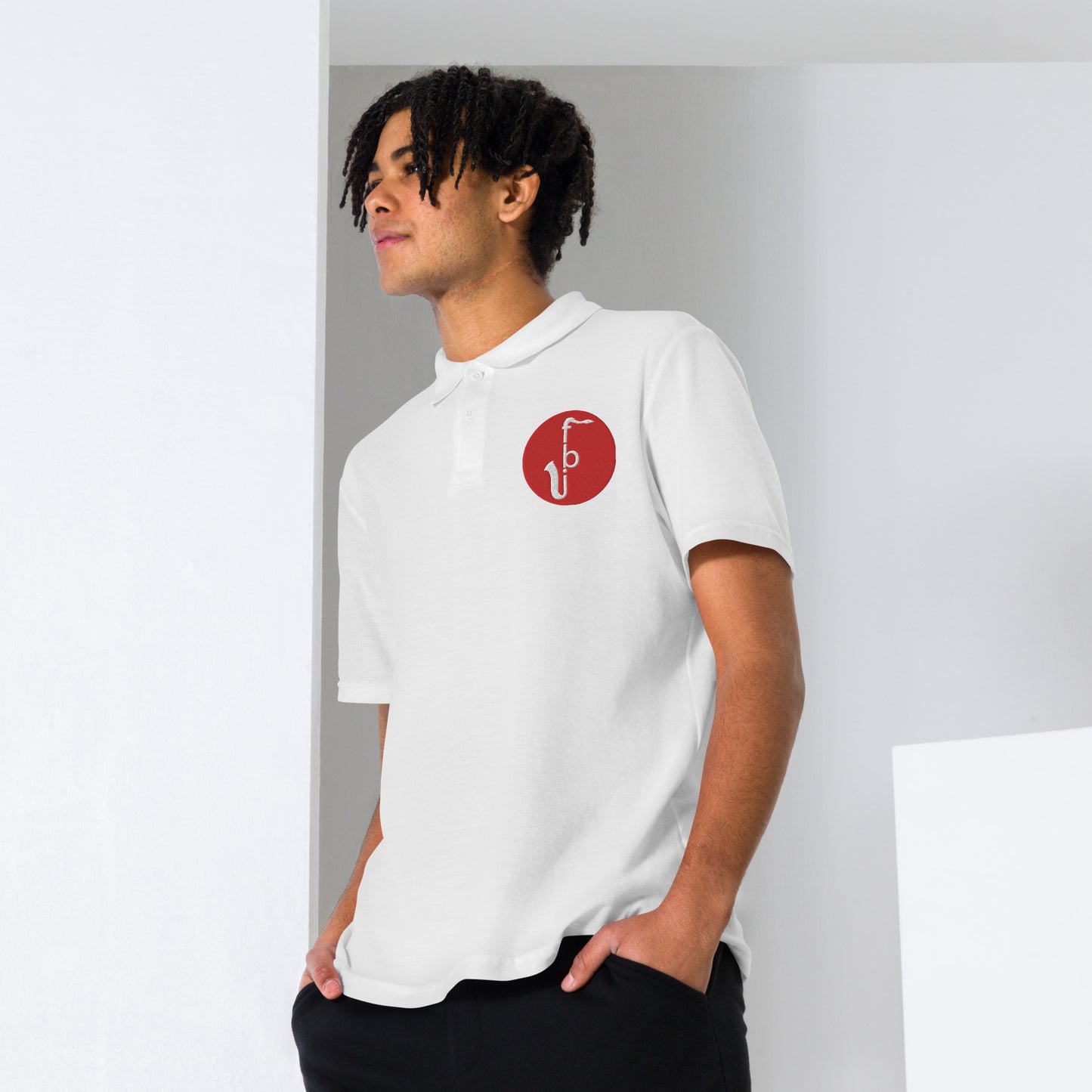 Unisex pique polo shirt - Red Logo Embroidery