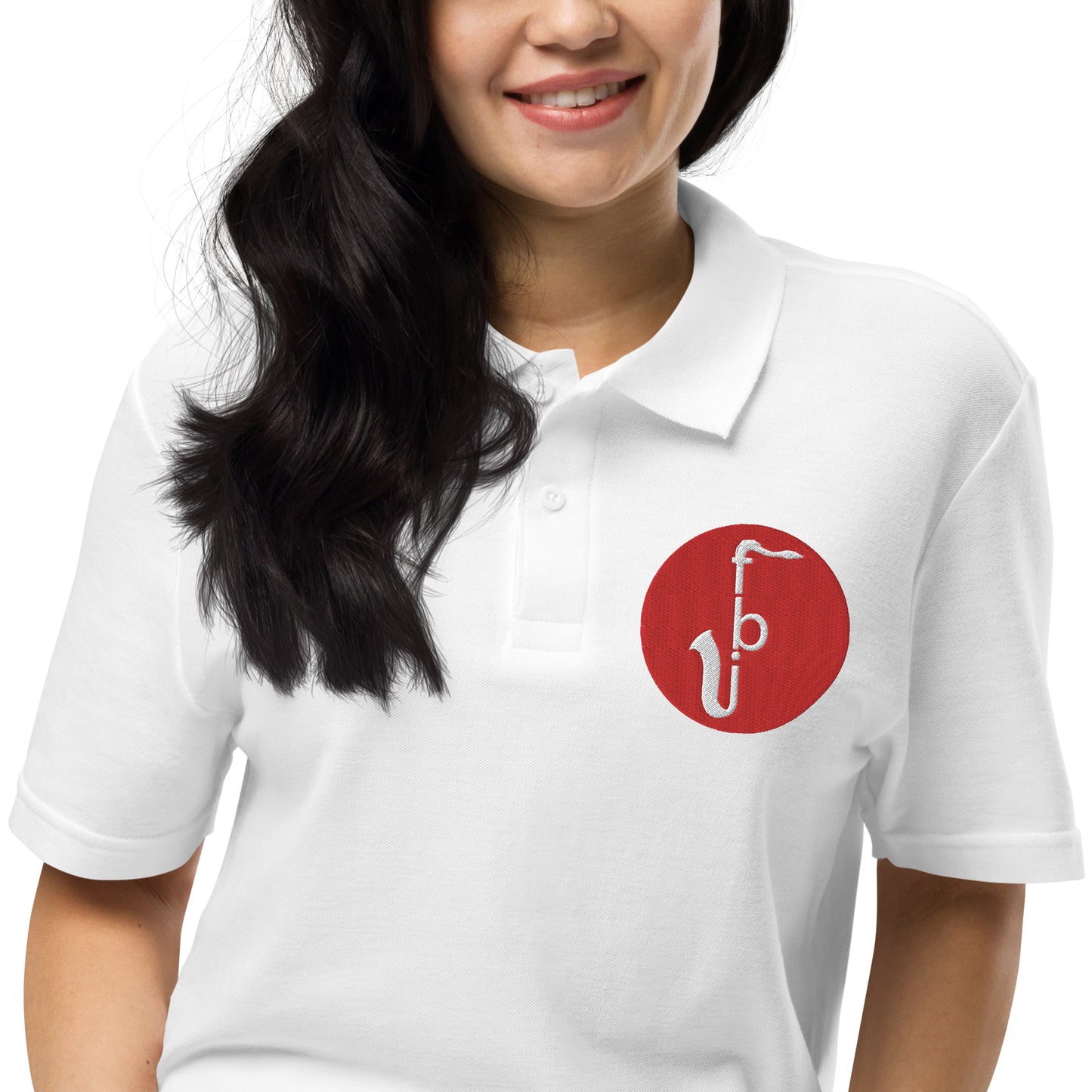 Unisex pique polo shirt - Red Logo Embroidery